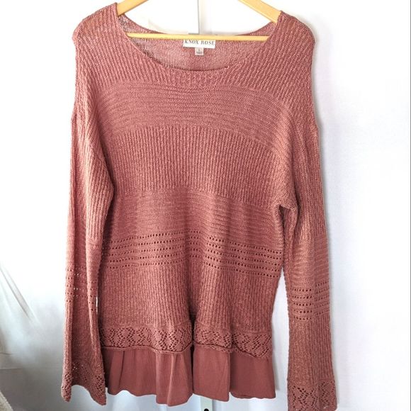 Knox Rose Blush Faux Layer Sweater Large